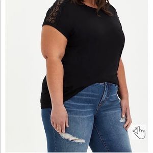 LACE DOLMAN TOP - SUPER SOFT BLACK EUC